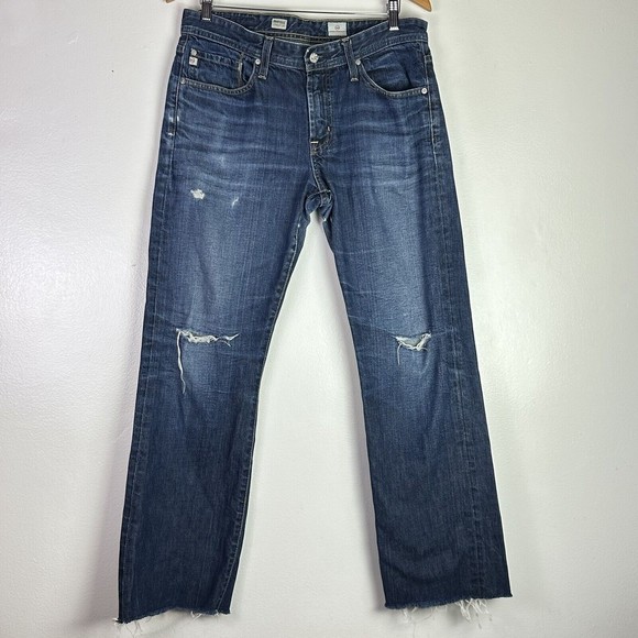 AG Adriano Goldschmied The PROTÉGÉ Straight Leg Distressed Denim Jeans Sz 33RX30